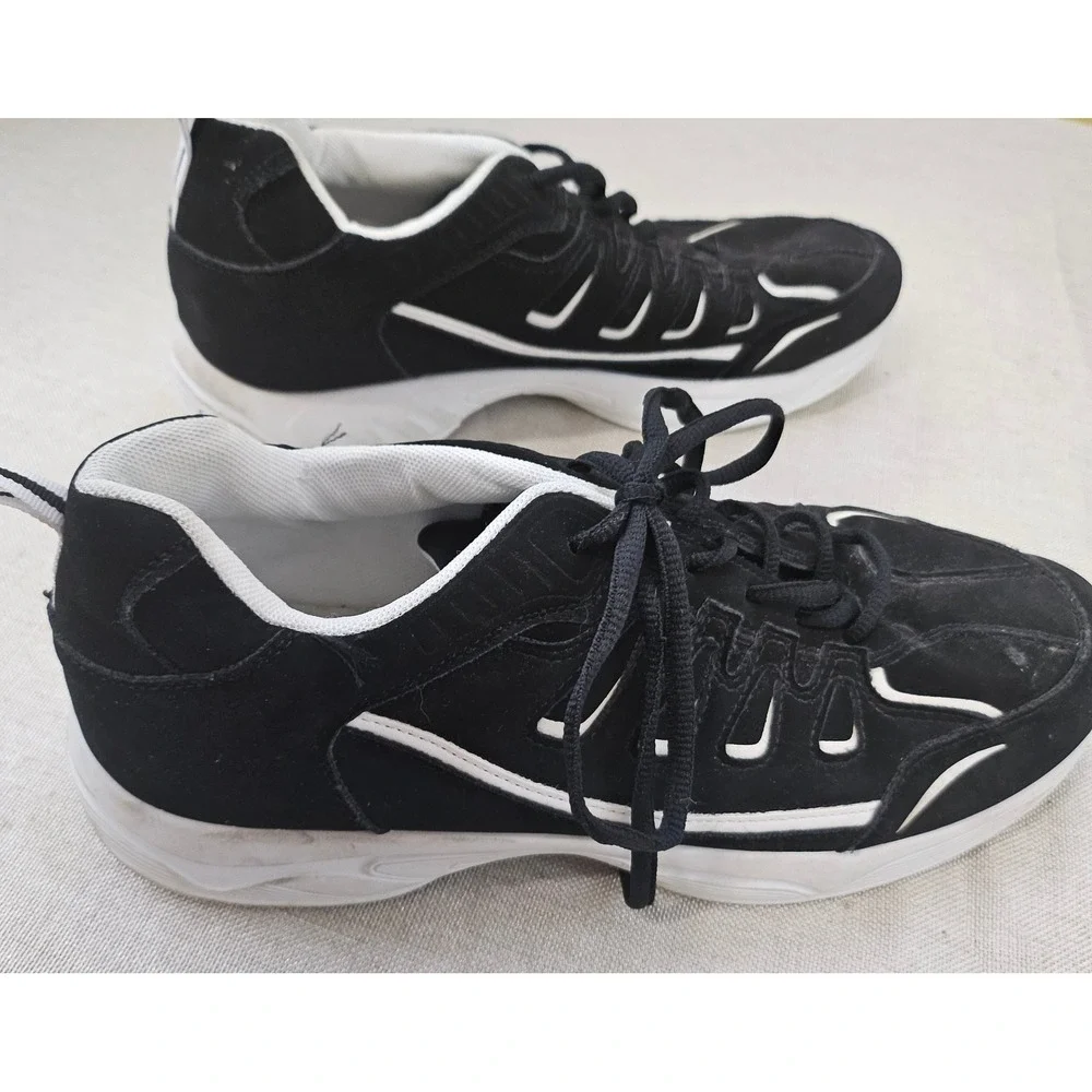 OT Revolution  Black White Sneakers Men 10 Athletic Casual Low Top Vegan Leather